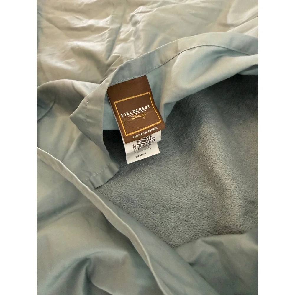 Fieldcrest Luxury Blue/Green Matelasse Quilted Pillow Sham Set Egyptian Cotton